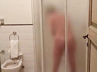 Italian girlfriend taking shower in hotel