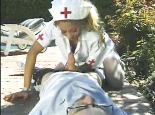 медсестра, у-пруда, униформа, нейлоновое-белье, стринги