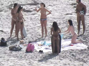 nudista, delgada, cámara, playa, voyeur, oculto