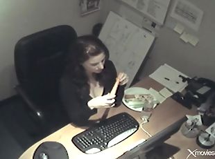 oficina, coño-pussy, cámara, voyeur, verdura