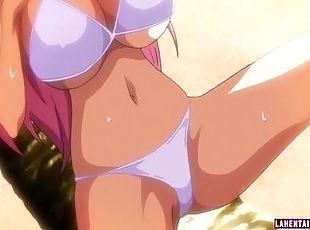 Big titted hentai babe in bikini gets fucked