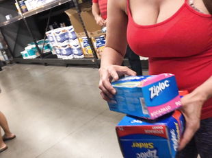 Spying on mature milf at super market