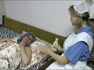 sjuksköterrska, gamling, lesbisk, söt